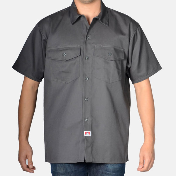 ben davis Short Sleeve Button-Up Shirt - Charcoal
