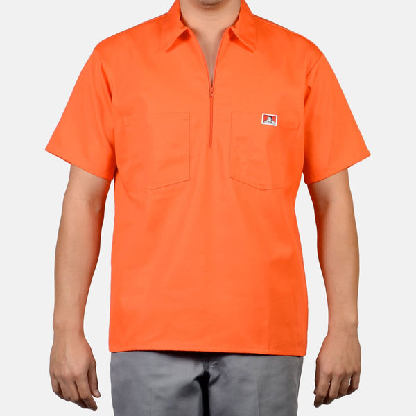 ben davis Short Sleeve Solid 1/2 Zip Shirt - Orange