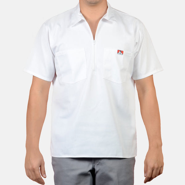 ben davis Short Sleeve Solid 1/2 Zip Shirt - White