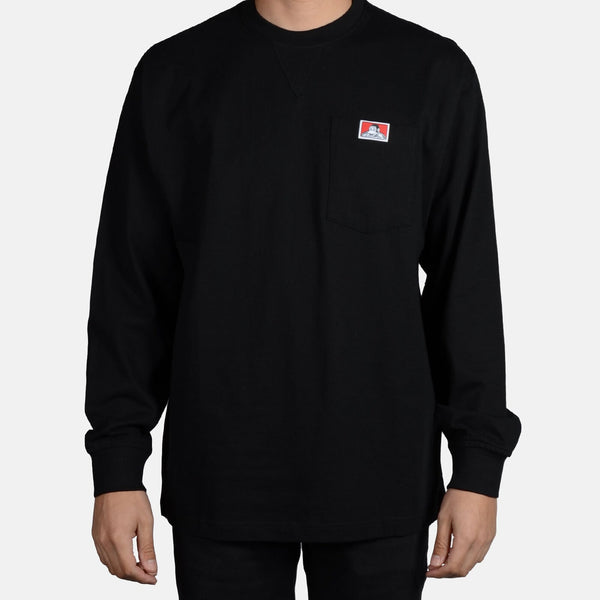 ben davis Heavy Duty Long Sleeve Pocket T-Shirt - Black