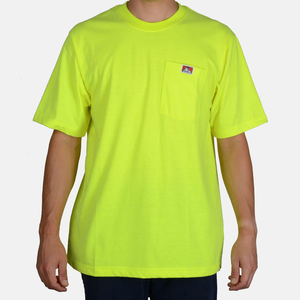 ben davis Heavy Duty Short Sleeve Pocket T-Shirt - Safety Green