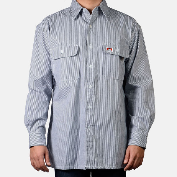 ben davis Long Sleeve 100% Cotton Button-Up Shirt - Hickory