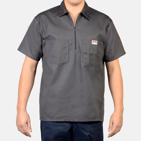 ben davis Short Sleeve Solid 1/2 Zip Shirt - Charcoal