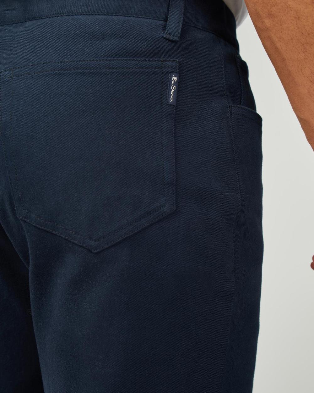 Ben Sherman 5 Pocket Twill Trousers In Dark Navy