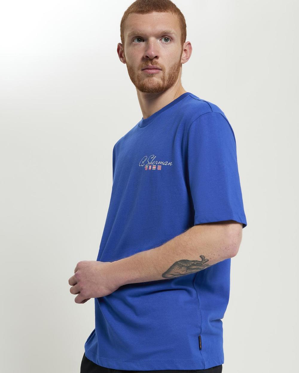ben sherman B Script Back Tee in Royal Blue