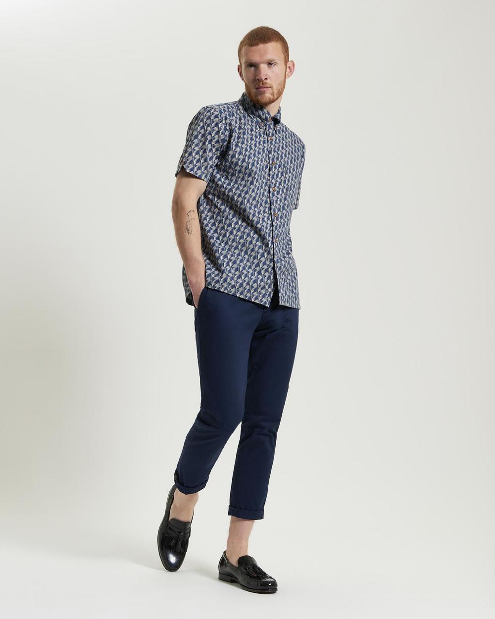ben sherman Block Leaf Print Shirt in Indigo