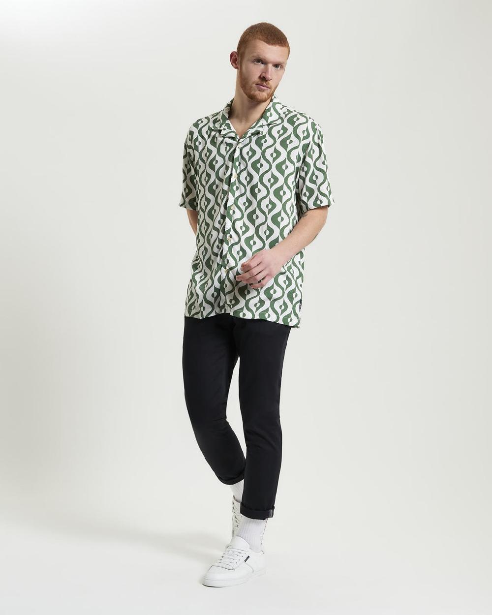 Ben Sherman Carnaby Geo Print Shirt In Forest