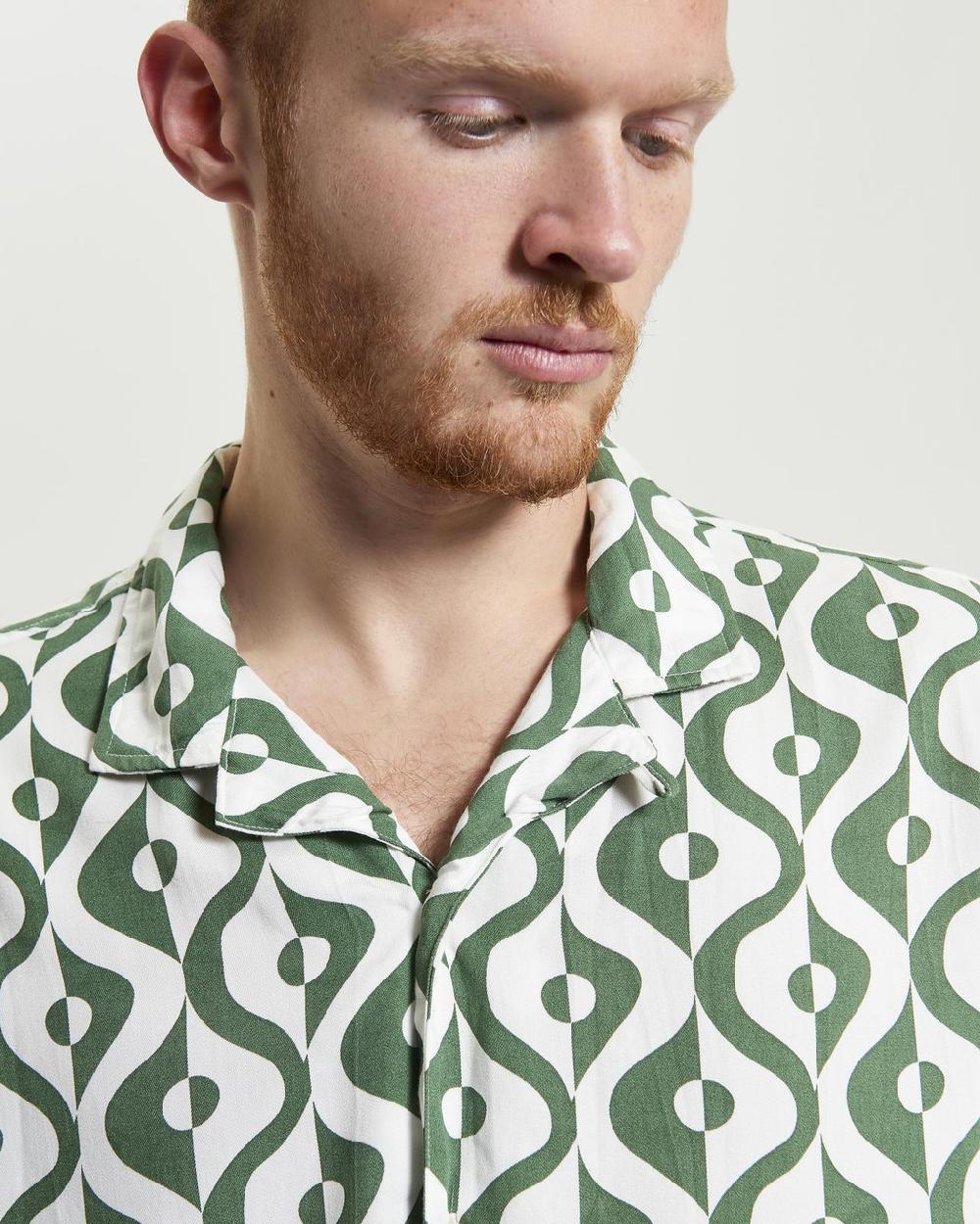 Ben Sherman Carnaby Geo Print Shirt In Forest