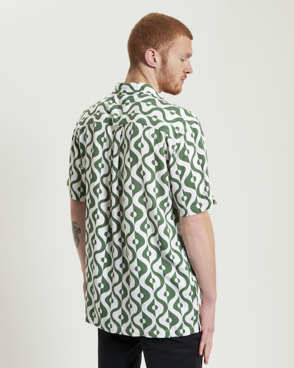 Ben Sherman Carnaby Geo Print Shirt In Forest
