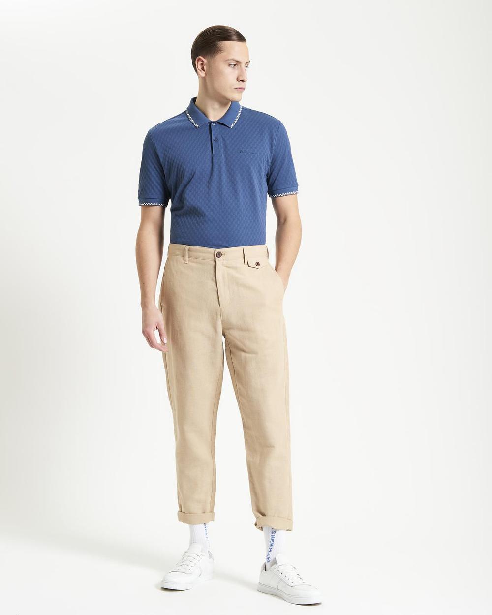 Ben Sherman Chequerboard Texture Polo In Indigo