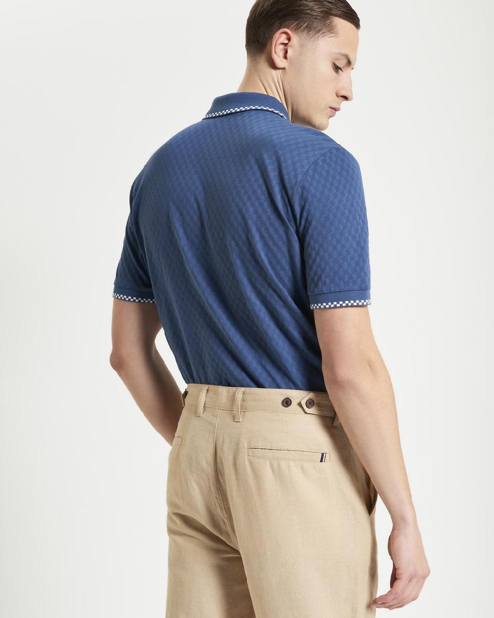 Ben Sherman Chequerboard Texture Polo In Indigo
