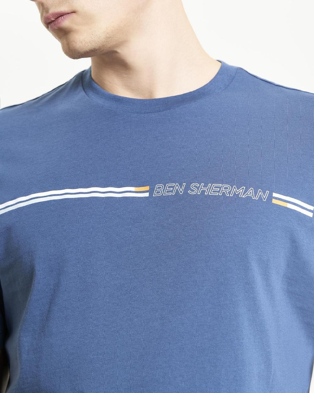 Ben Sherman Core Stripe Tee In Indigo
