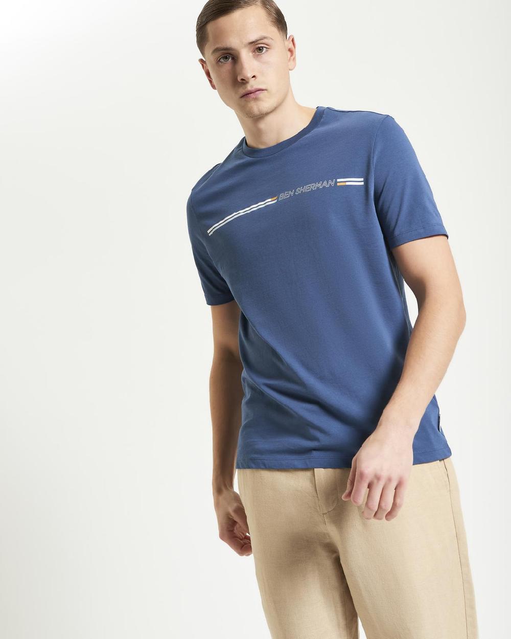 ben sherman Core Stripe Tee in Indigo