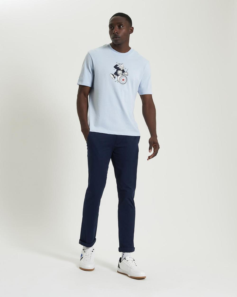 Ben Sherman Drummer Target Tee In Ice Blue