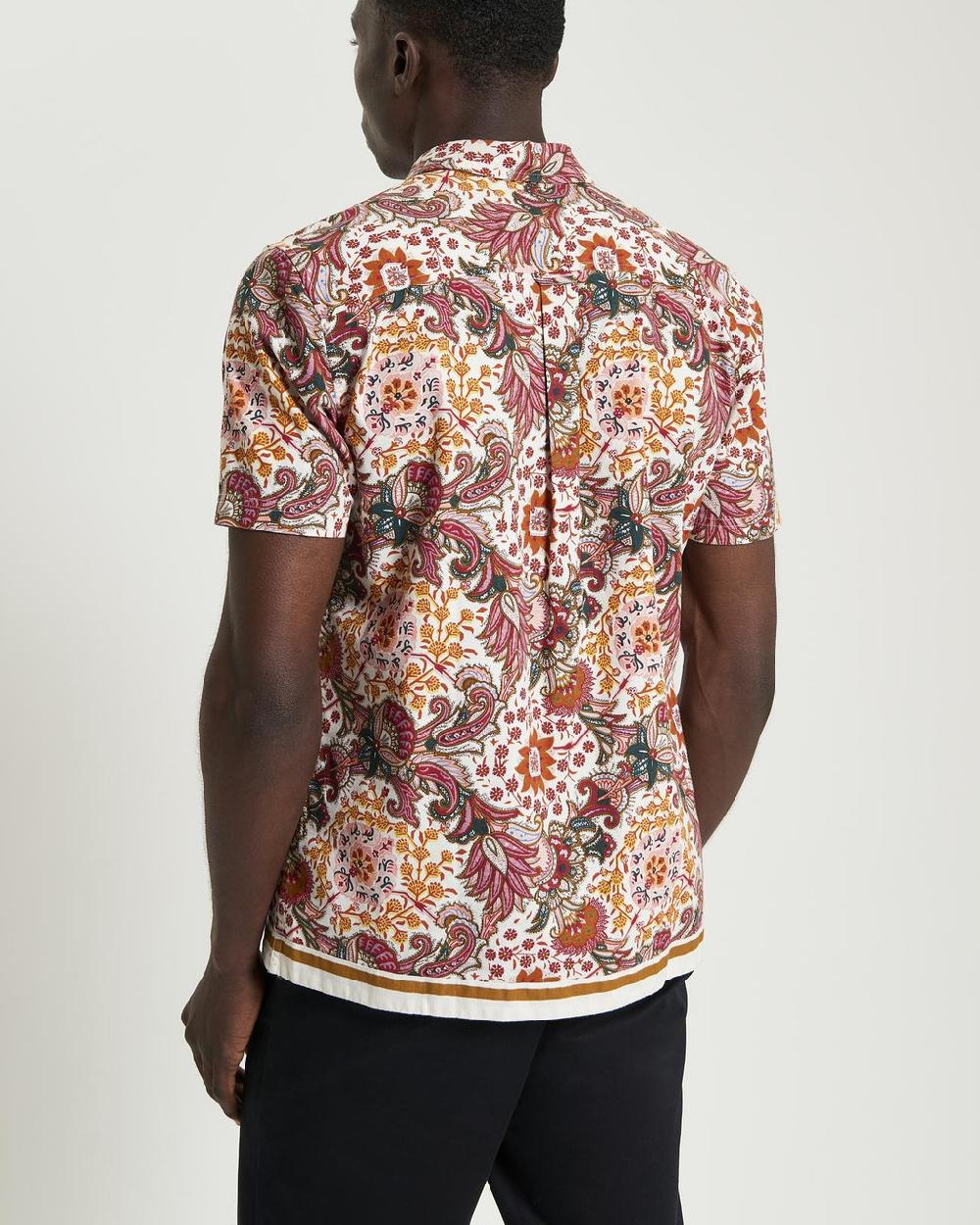 Ben Sherman Foulard Border Print Shirt In Ivory