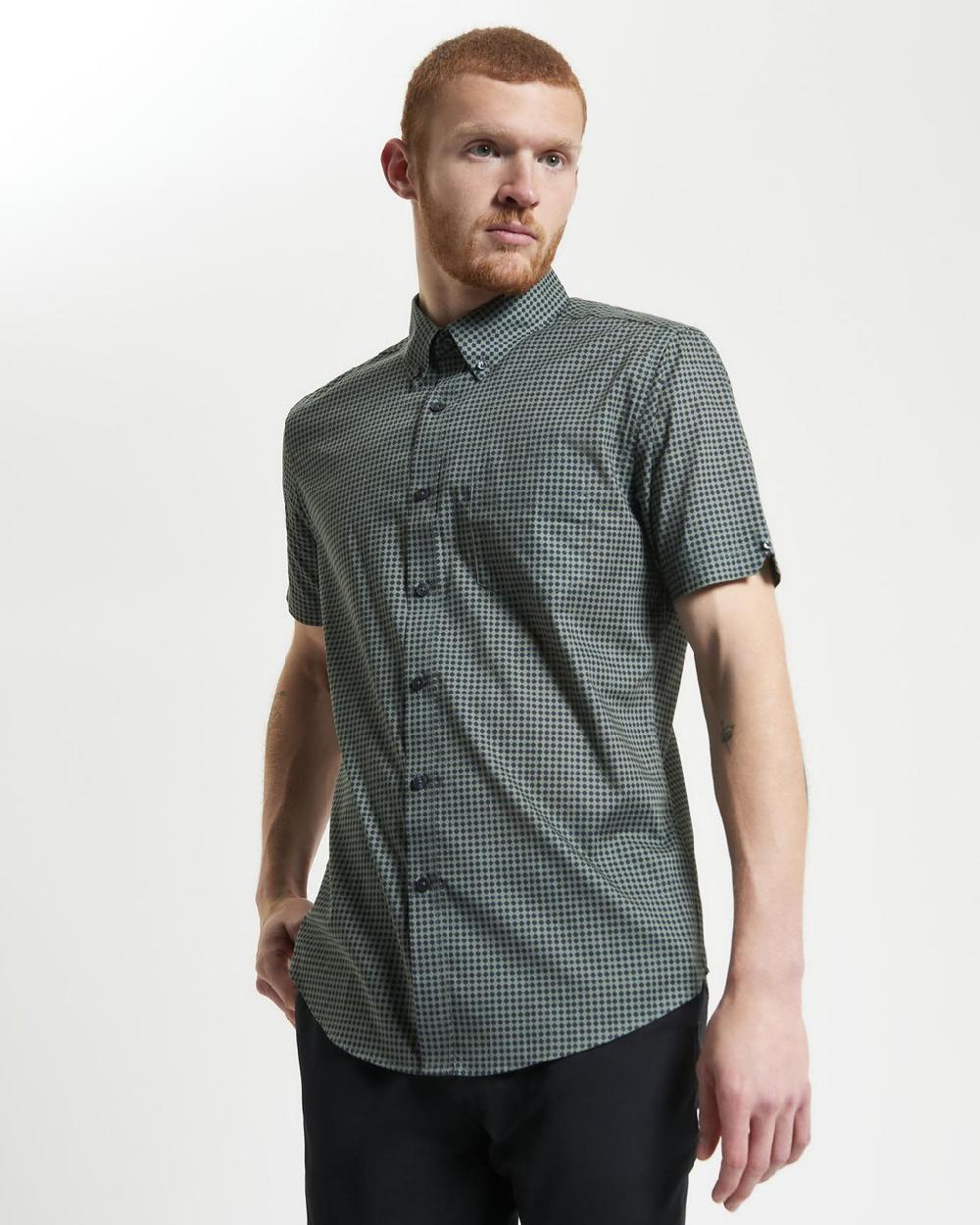 Ben Sherman Geo Print Shirt In Pale Khaki