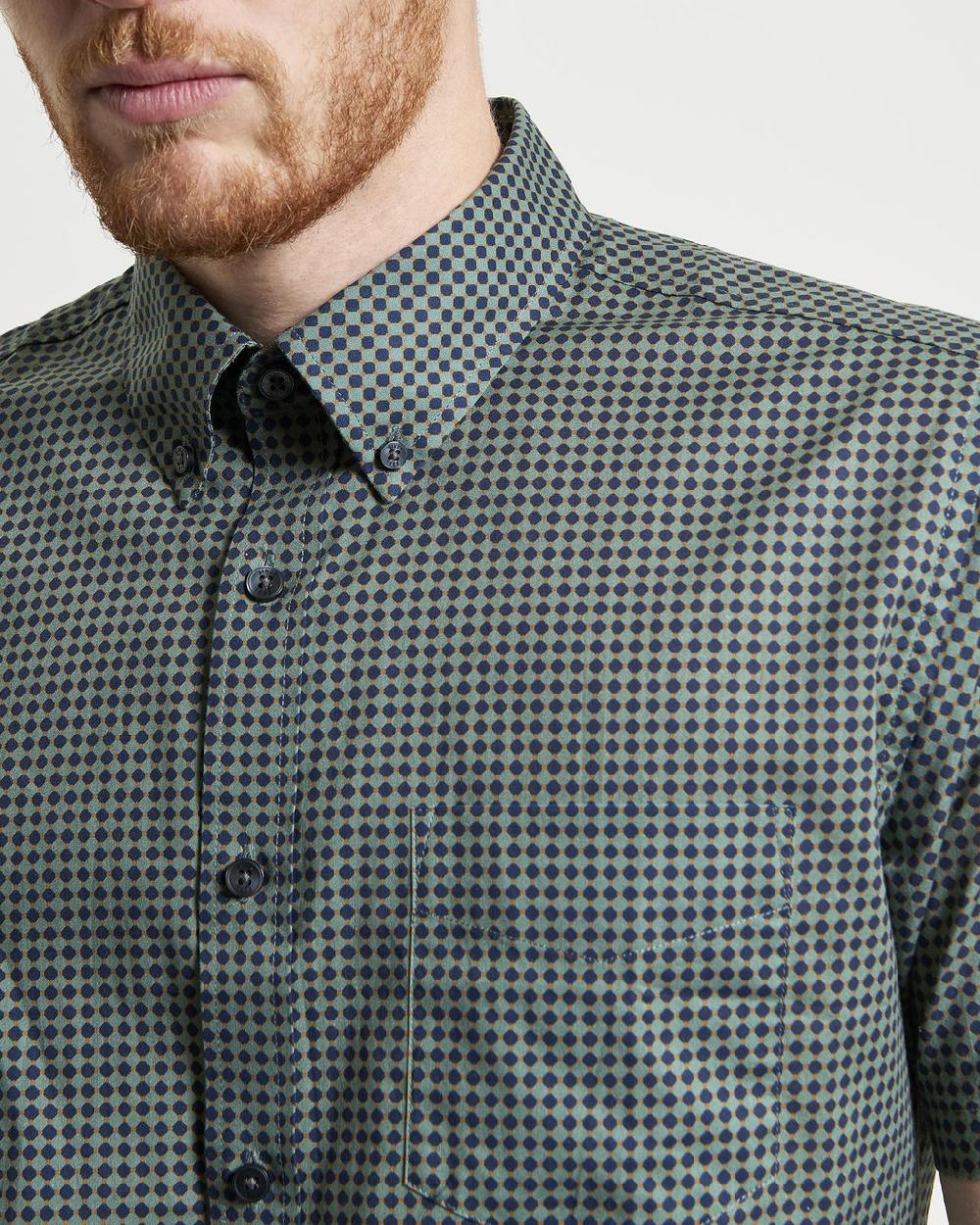 Ben Sherman Geo Print Shirt In Pale Khaki