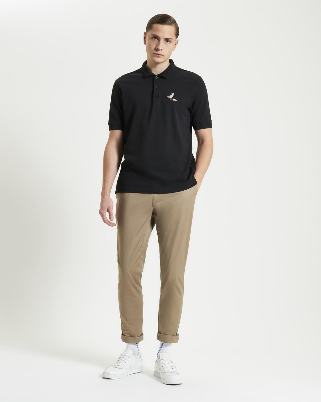 Ben Sherman Gull Embroidery Polo In Black