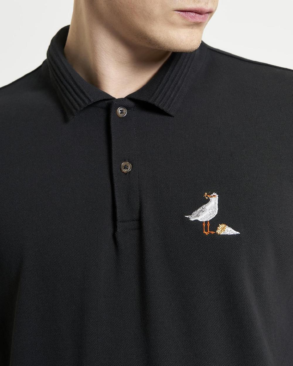 Ben Sherman Gull Embroidery Polo In Black