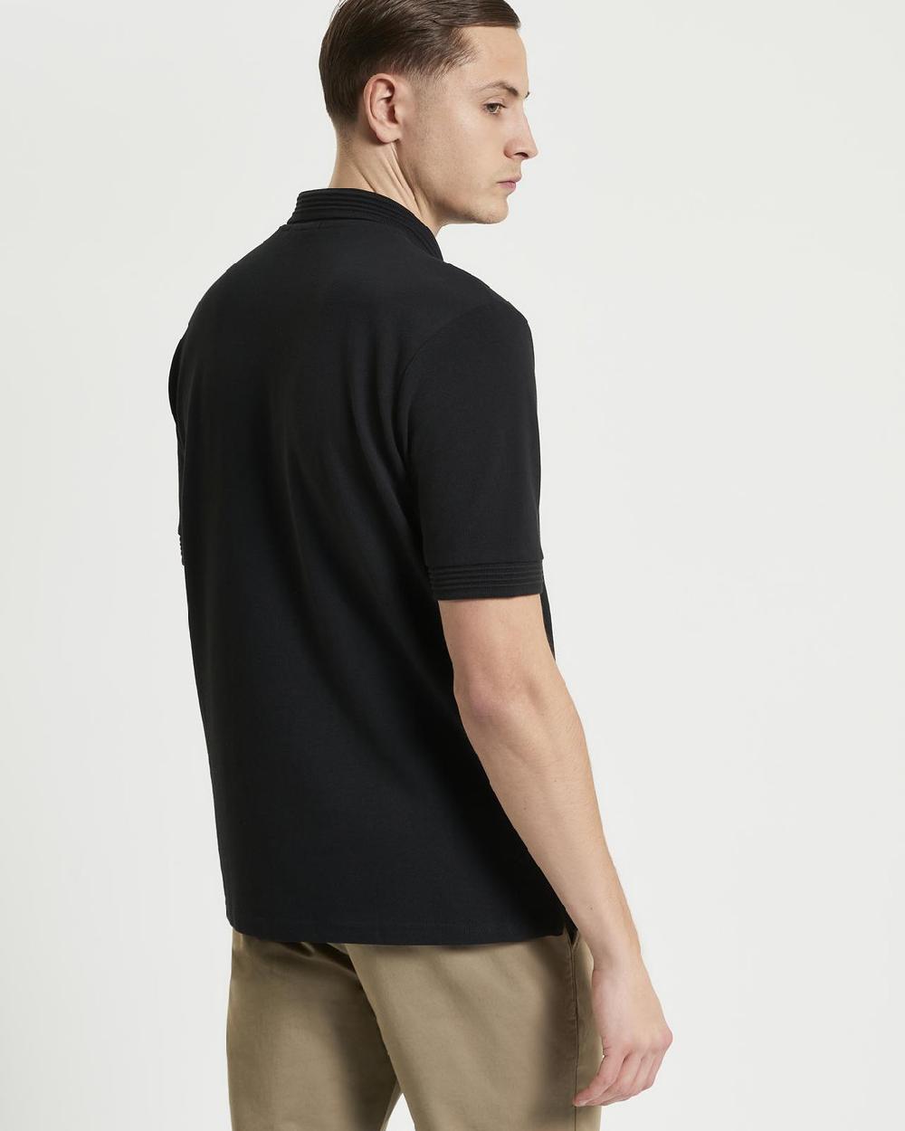 Ben Sherman Gull Embroidery Polo In Black
