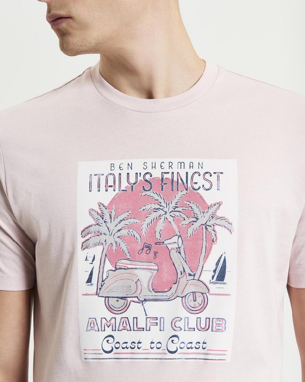 Ben Sherman Holiday Poster Tee In Blush Pink