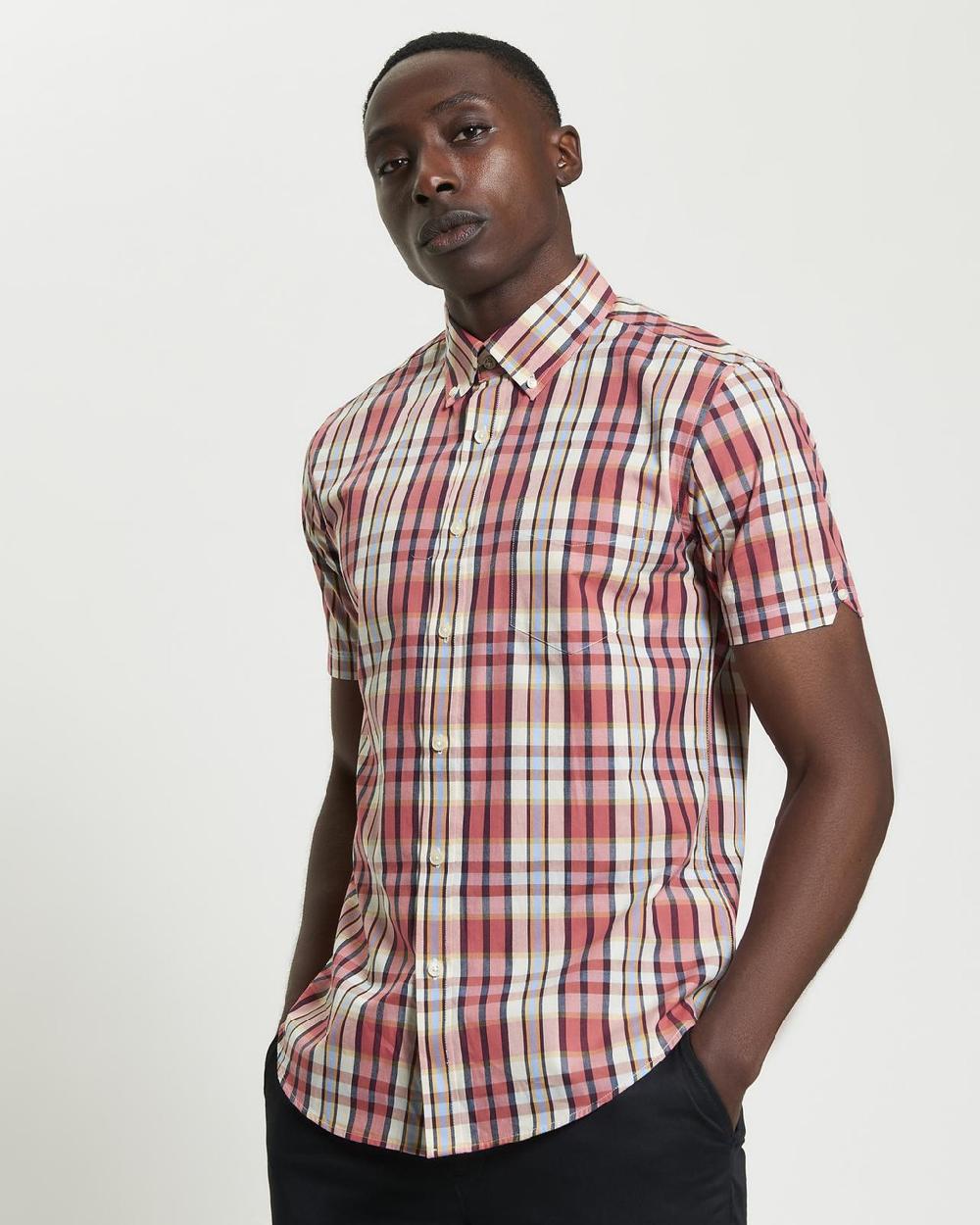 Ben Sherman Irregular Check Shirt In Cerise