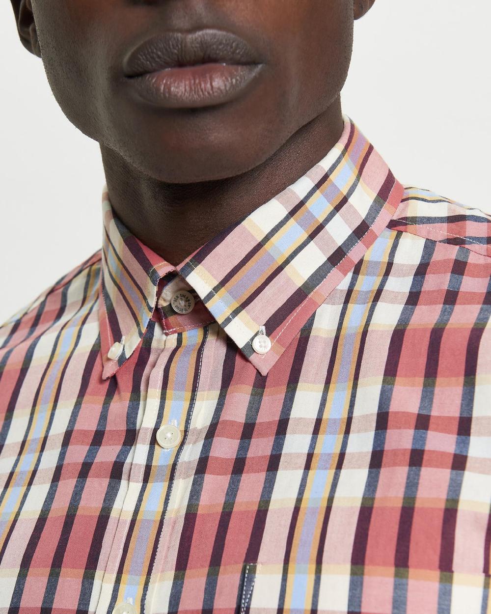 Ben Sherman Irregular Check Shirt In Cerise