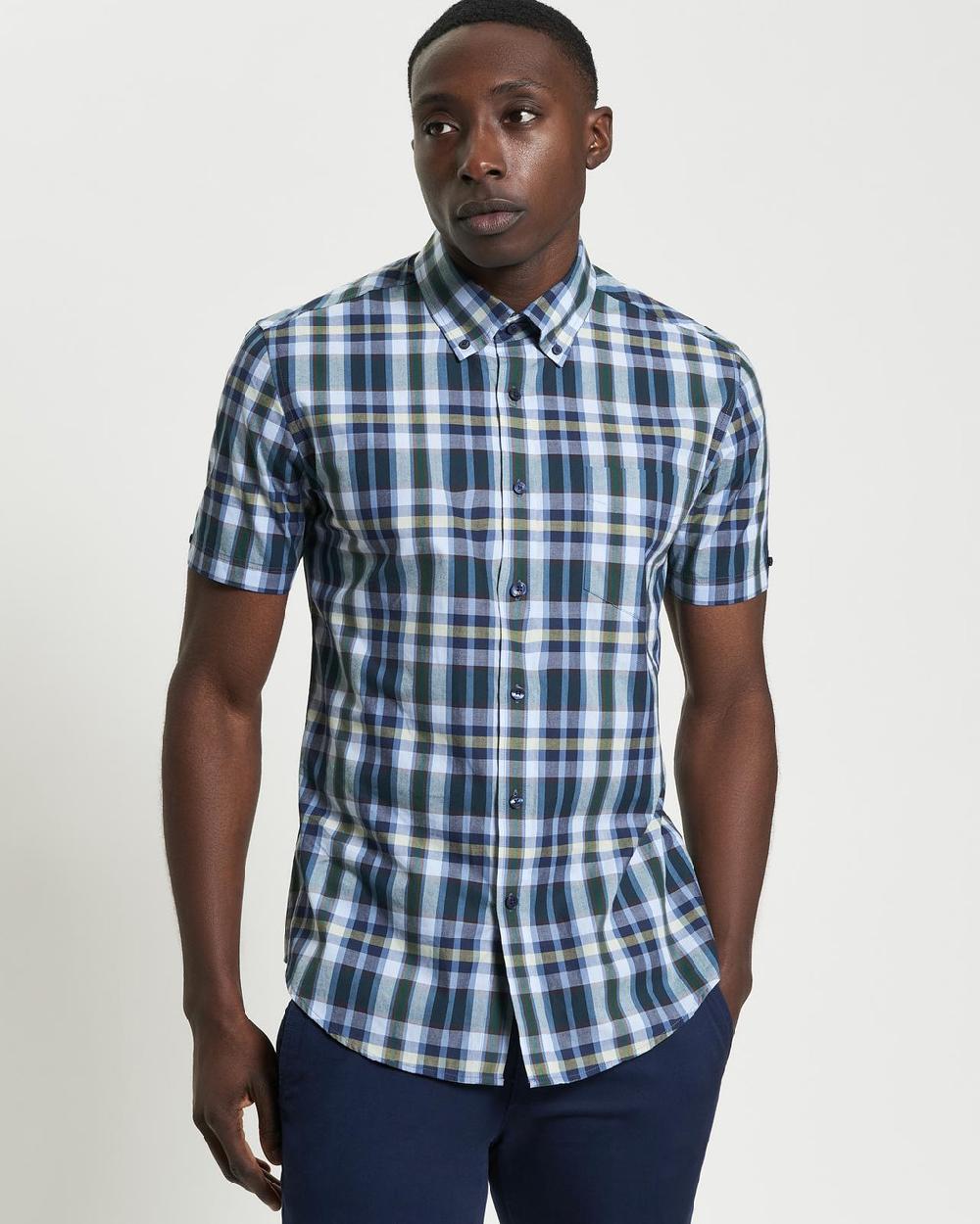 Ben Sherman Irregular Check Shirt In Dark Green