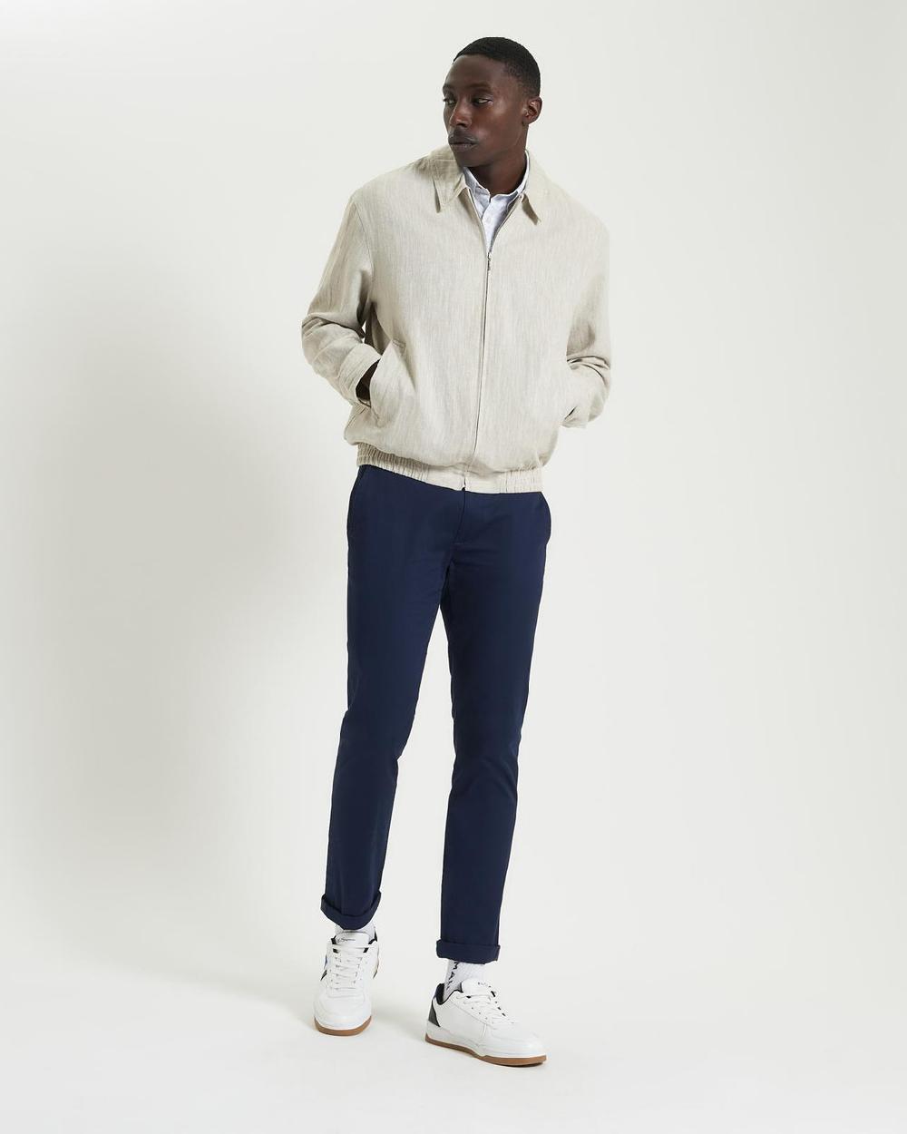 ben Sherman Linen Blouson Jacket In Oatmeal