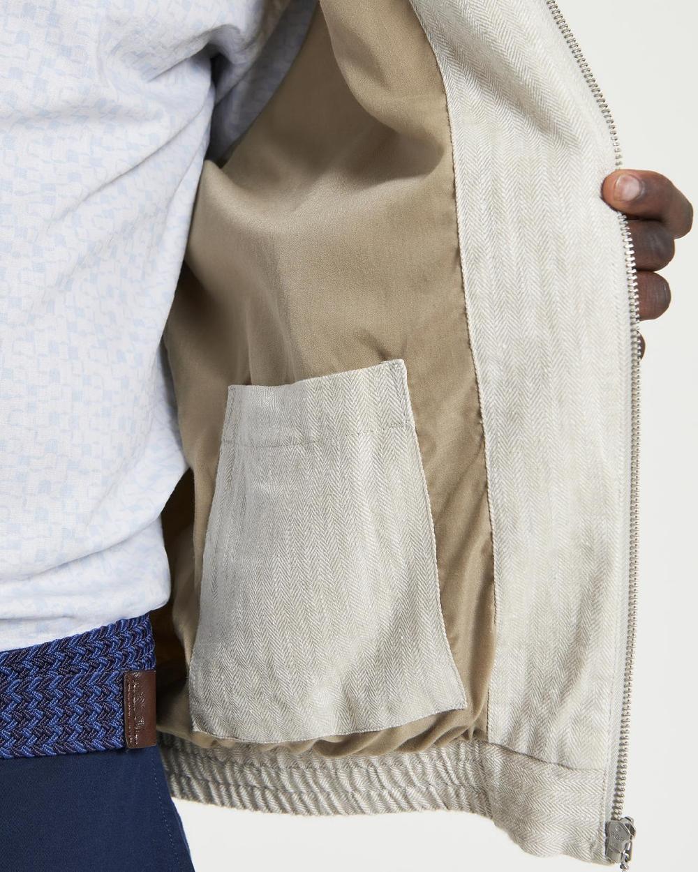 ben Sherman Linen Blouson Jacket In Oatmeal