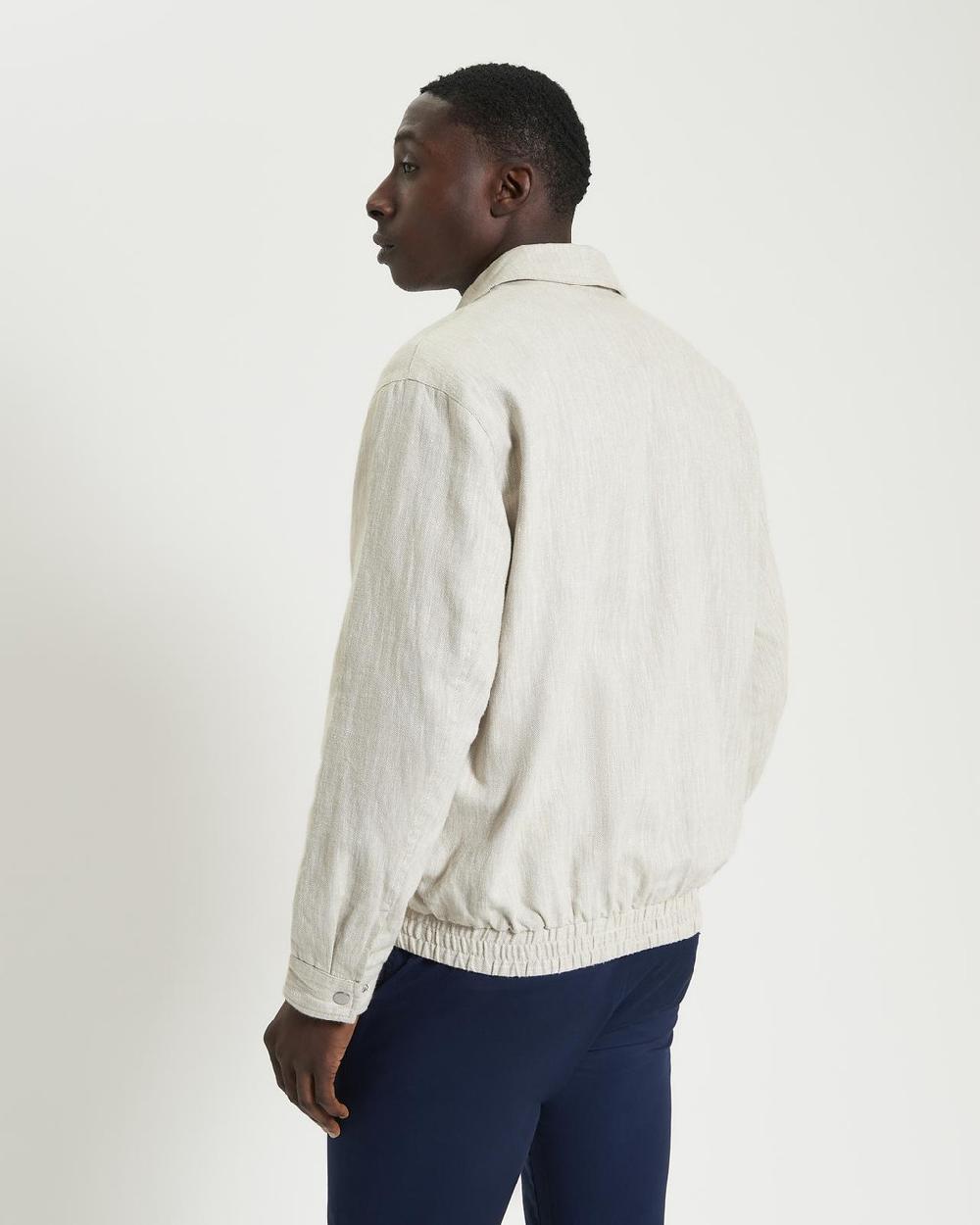 ben Sherman Linen Blouson Jacket In Oatmeal