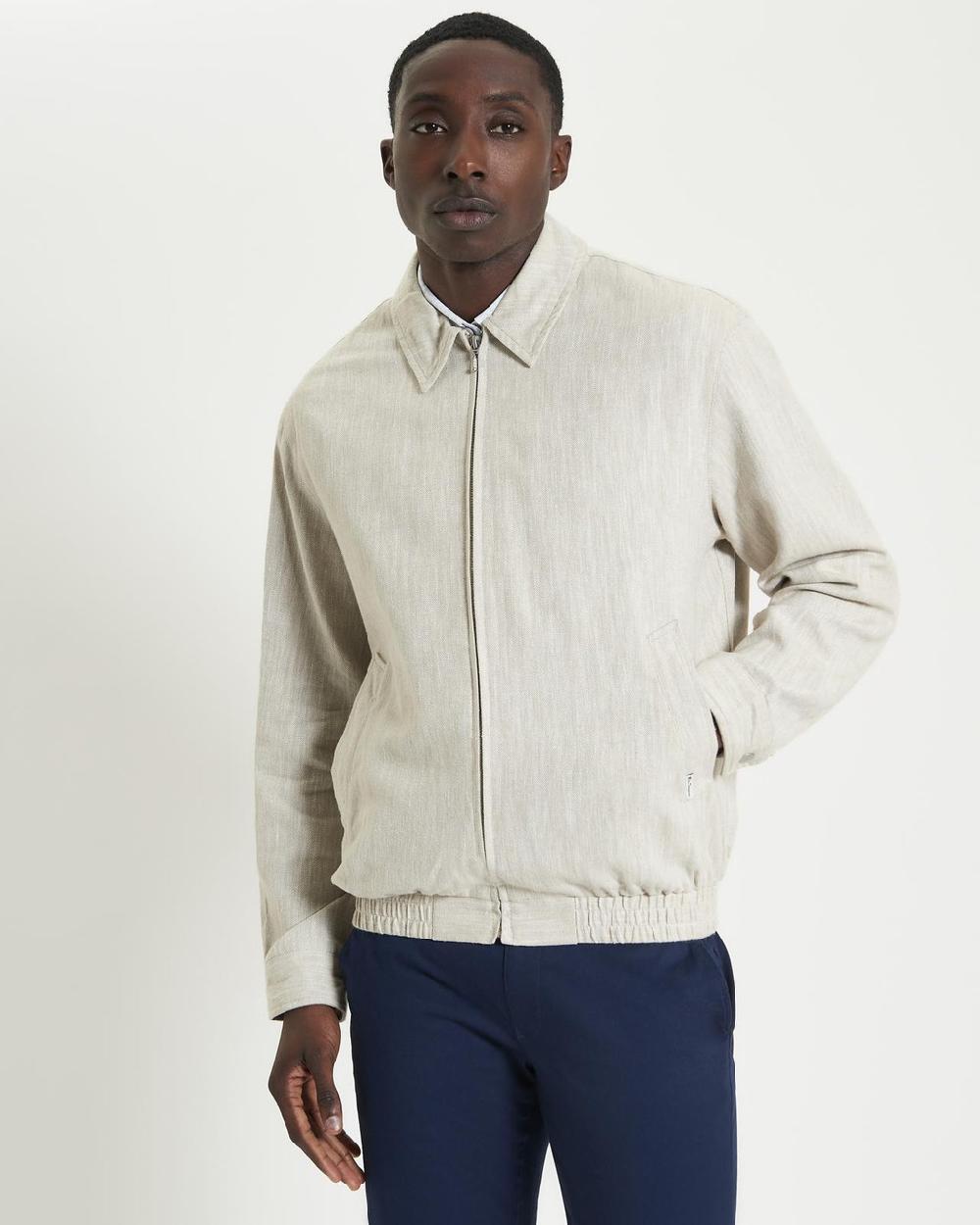 ben sherman Linen Blouson Jacket in Oatmeal