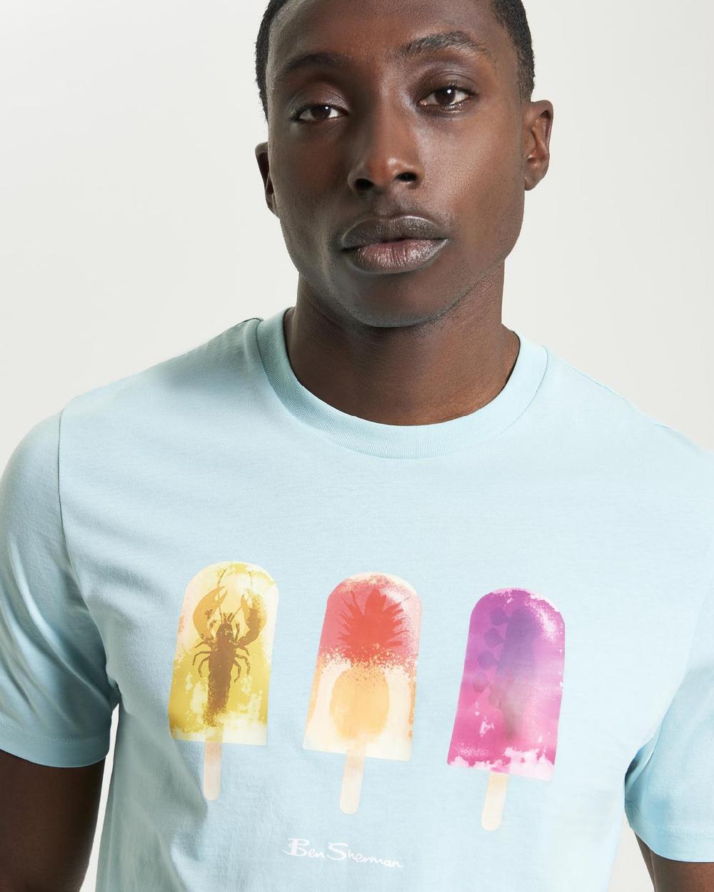 Ben Sherman Lolly Art Tee In Minty Blue