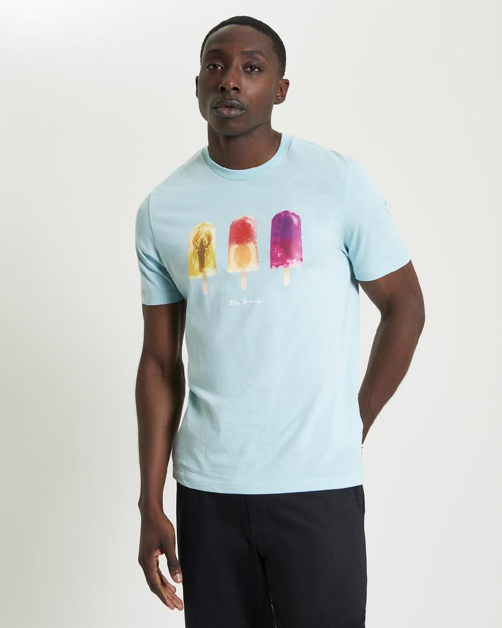 ben sherman Lolly Art Tee in Minty Blue