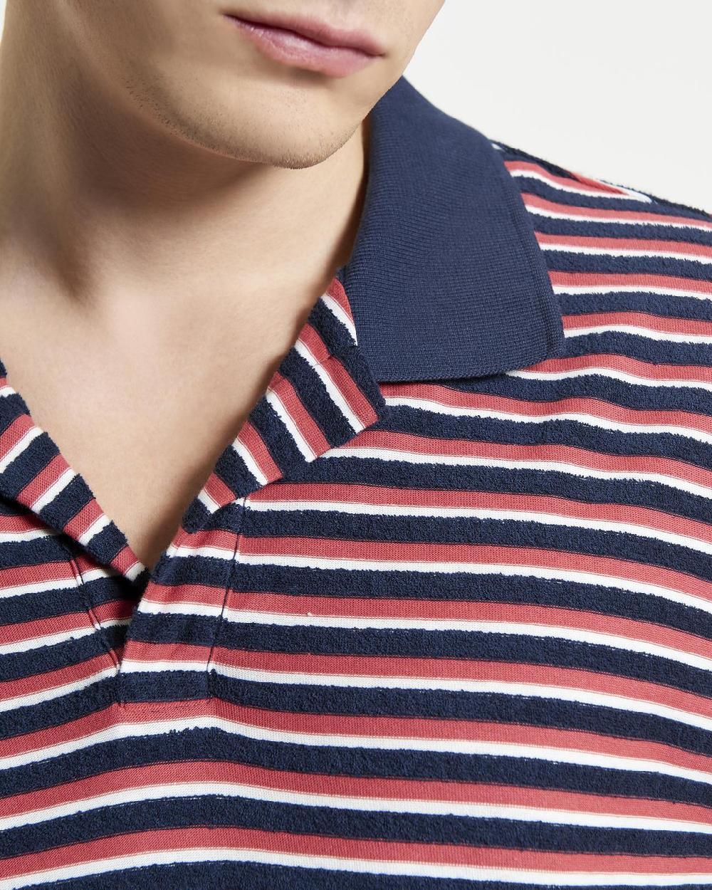 Ben Sherman Loopback Stripe Polo In Dark Navy