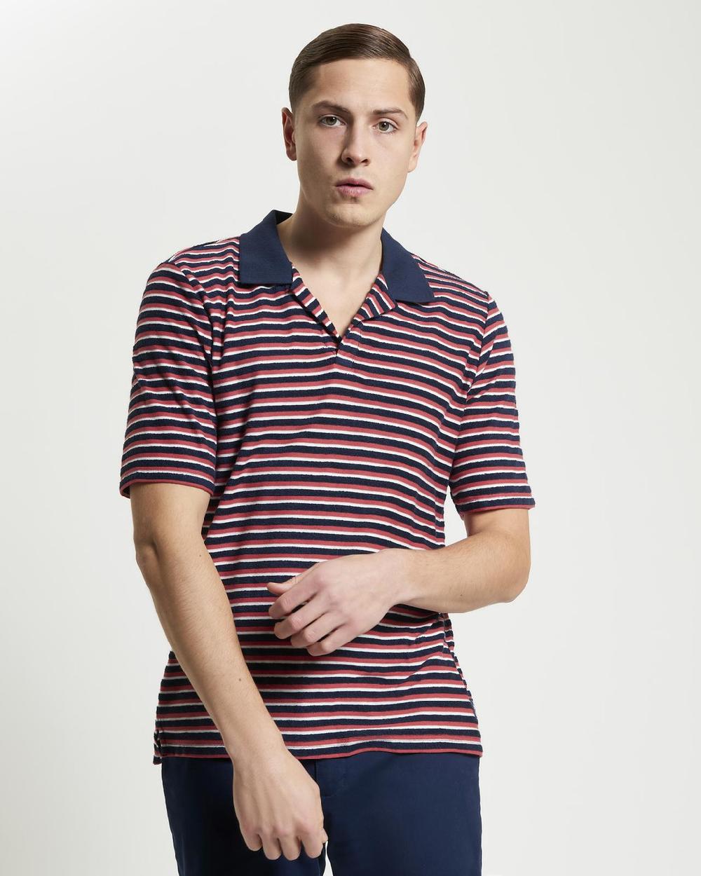 ben sherman Loopback Stripe Polo in Dark Navy