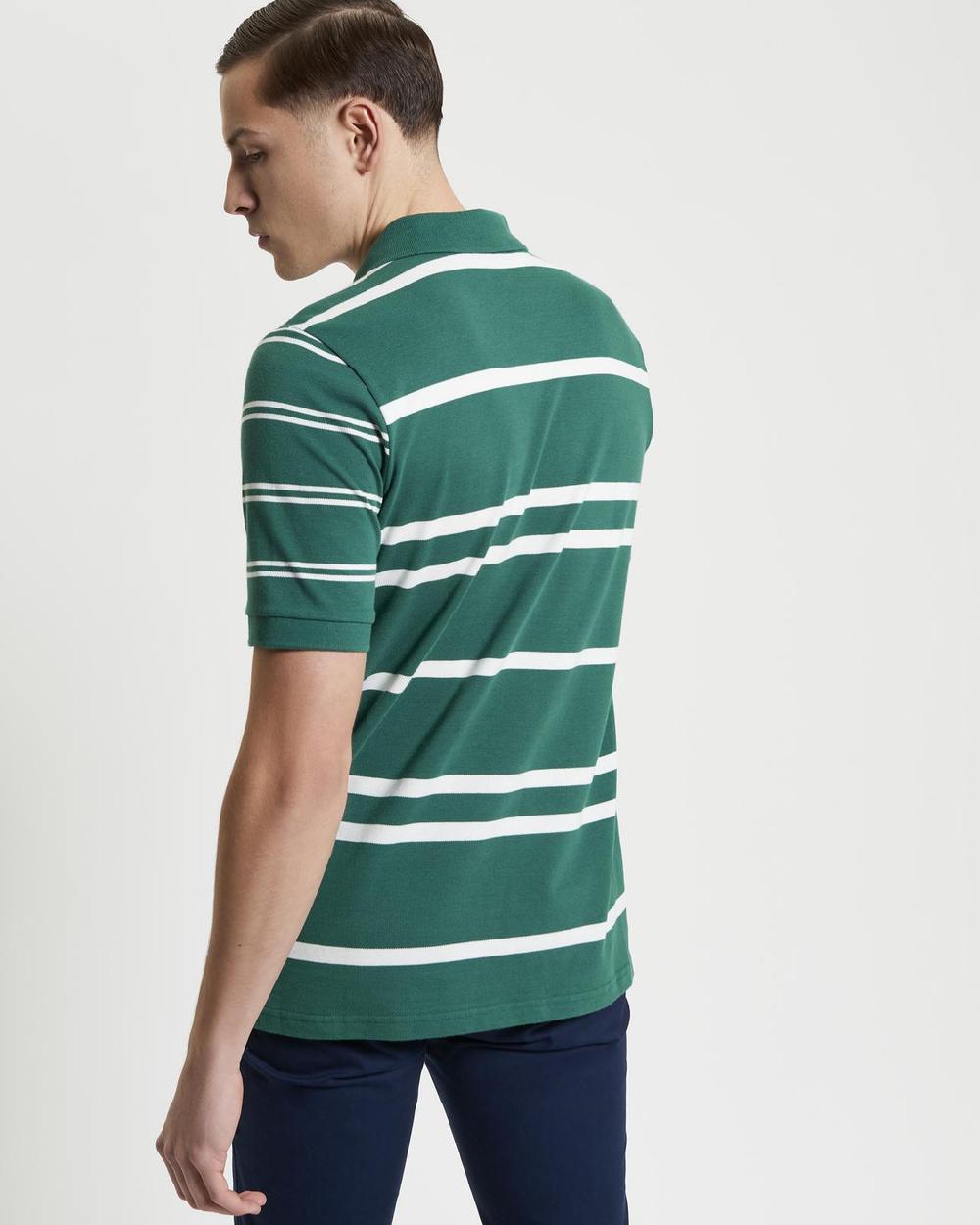 Ben Sherman Mixed Stripe Polo In Fraser Green