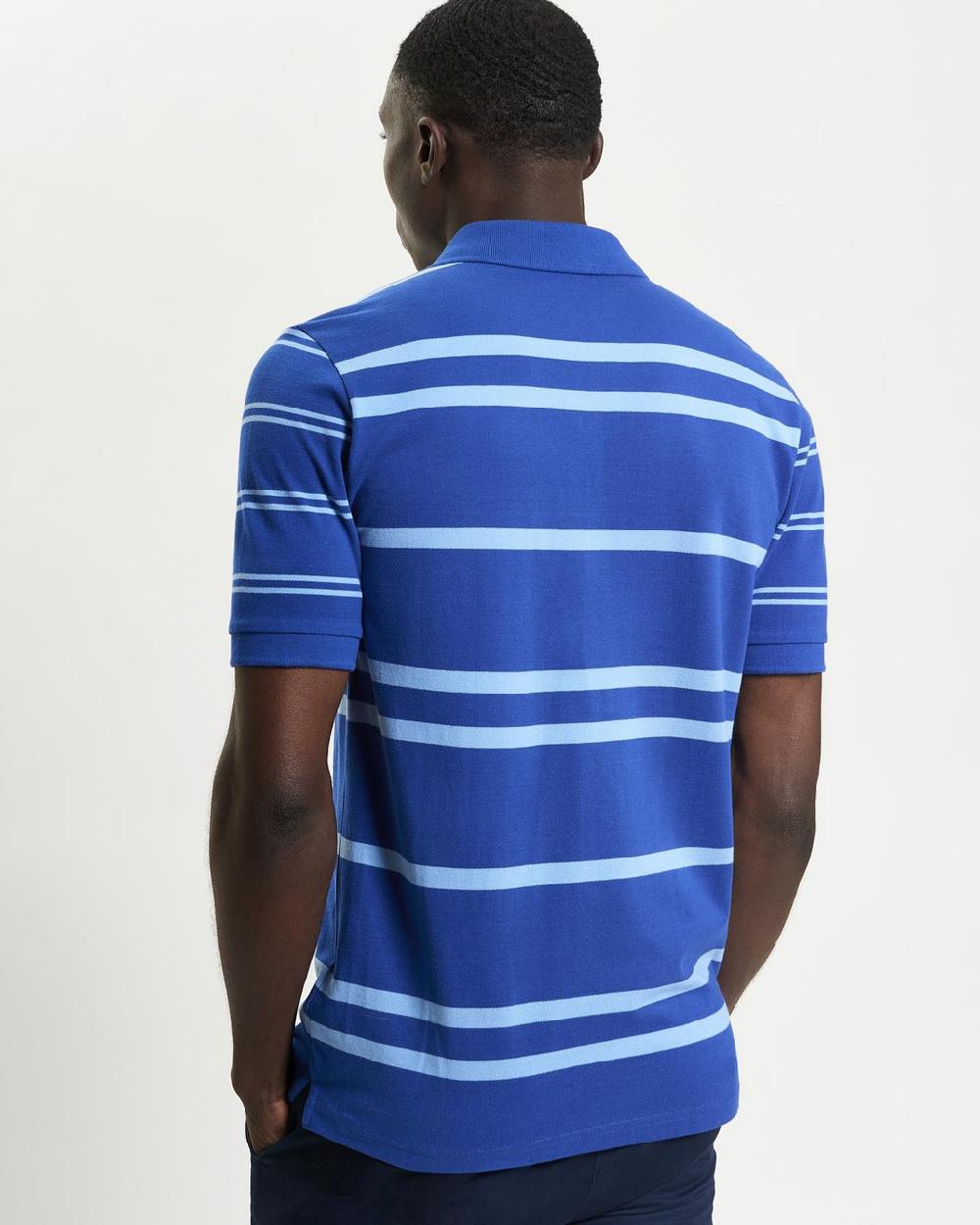 Ben Sherman Mixed Stripe Polo In Royal Blue