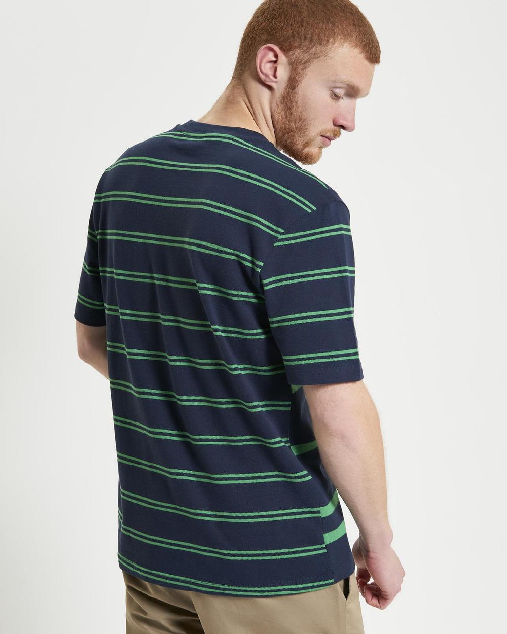 Ben Sherman Mixed Stripe Tee In Dark Navy
