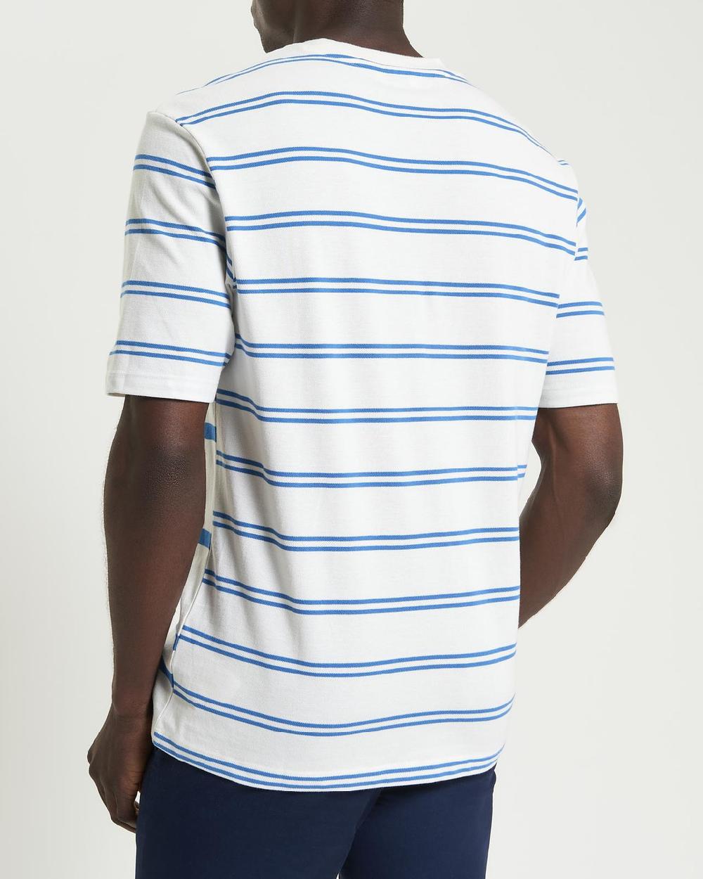 Ben Sherman Mixed Stripe Tee In Snow White