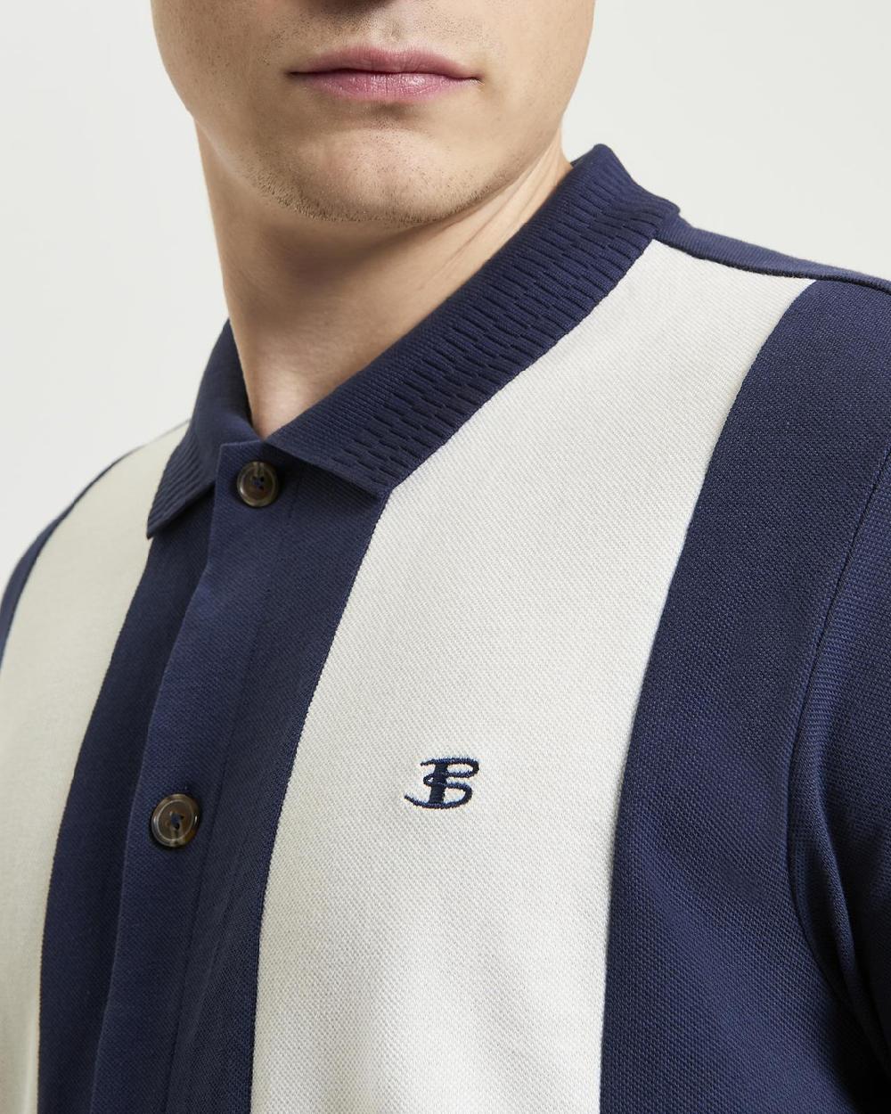 Ben Sherman Mod Pique Shirt In Dark Navy