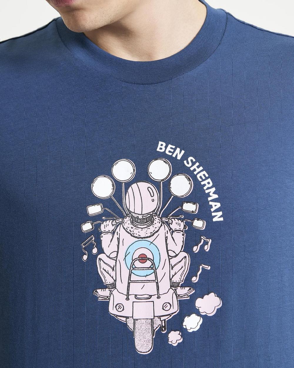 Ben Sherman Mod Scooter Tee In Indigo