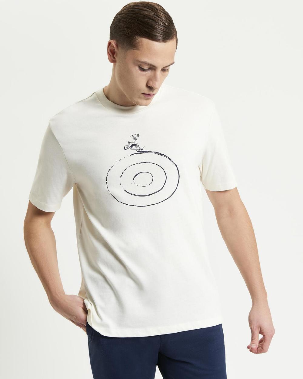 ben sherman Rascal Rider Target Tee in Ivory