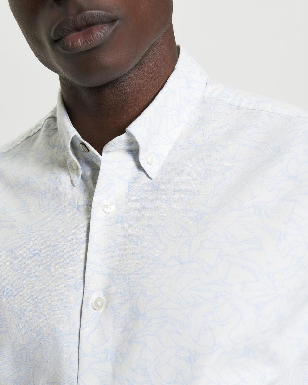 Ben Sherman Seagull Print Shirt In Snow White