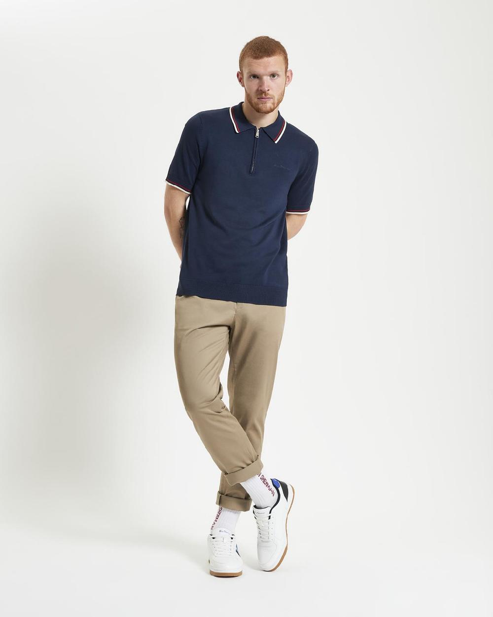 Ben Sherman Signature Knitted Polo In Dark Navy