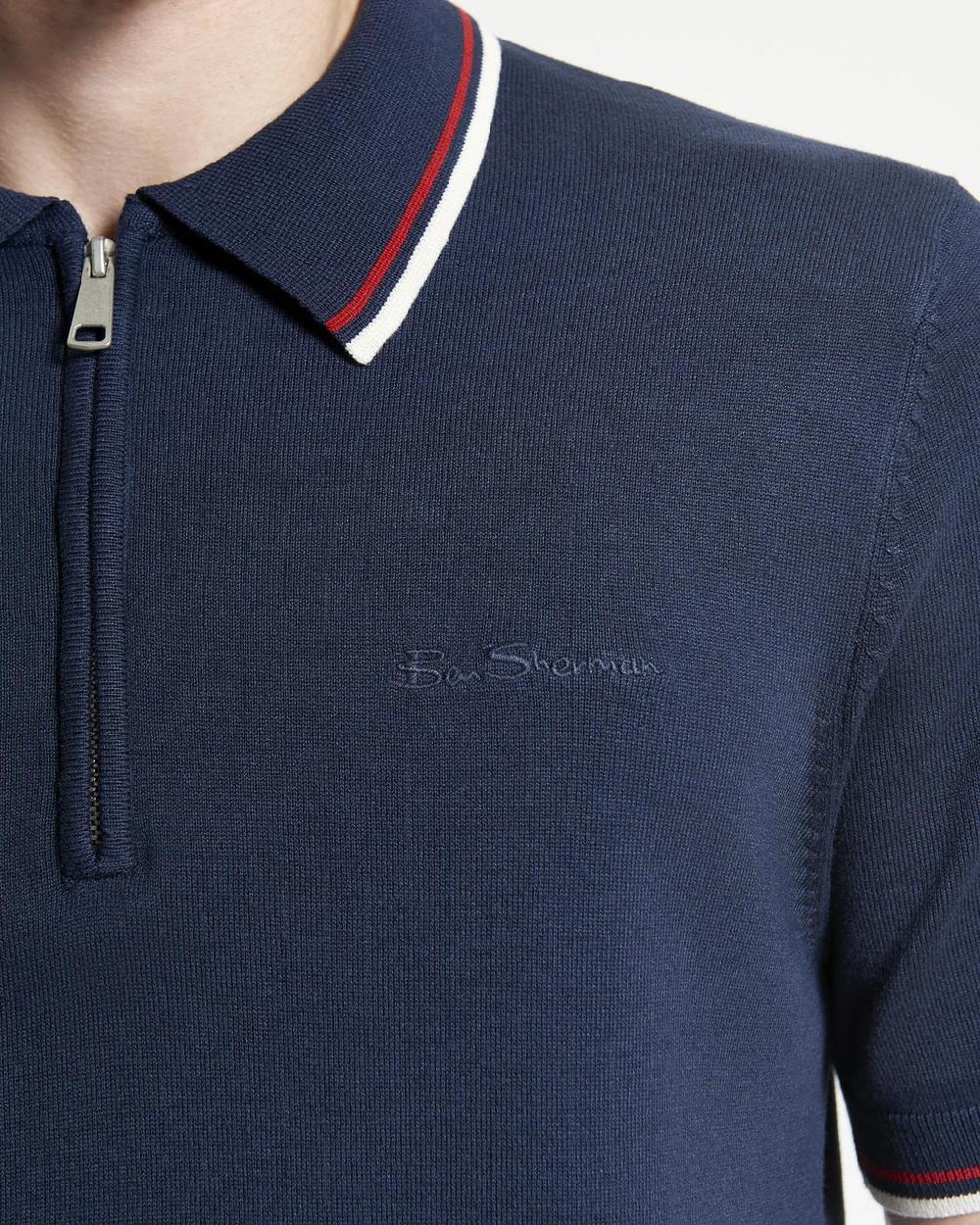 Ben Sherman Signature Knitted Polo In Dark Navy