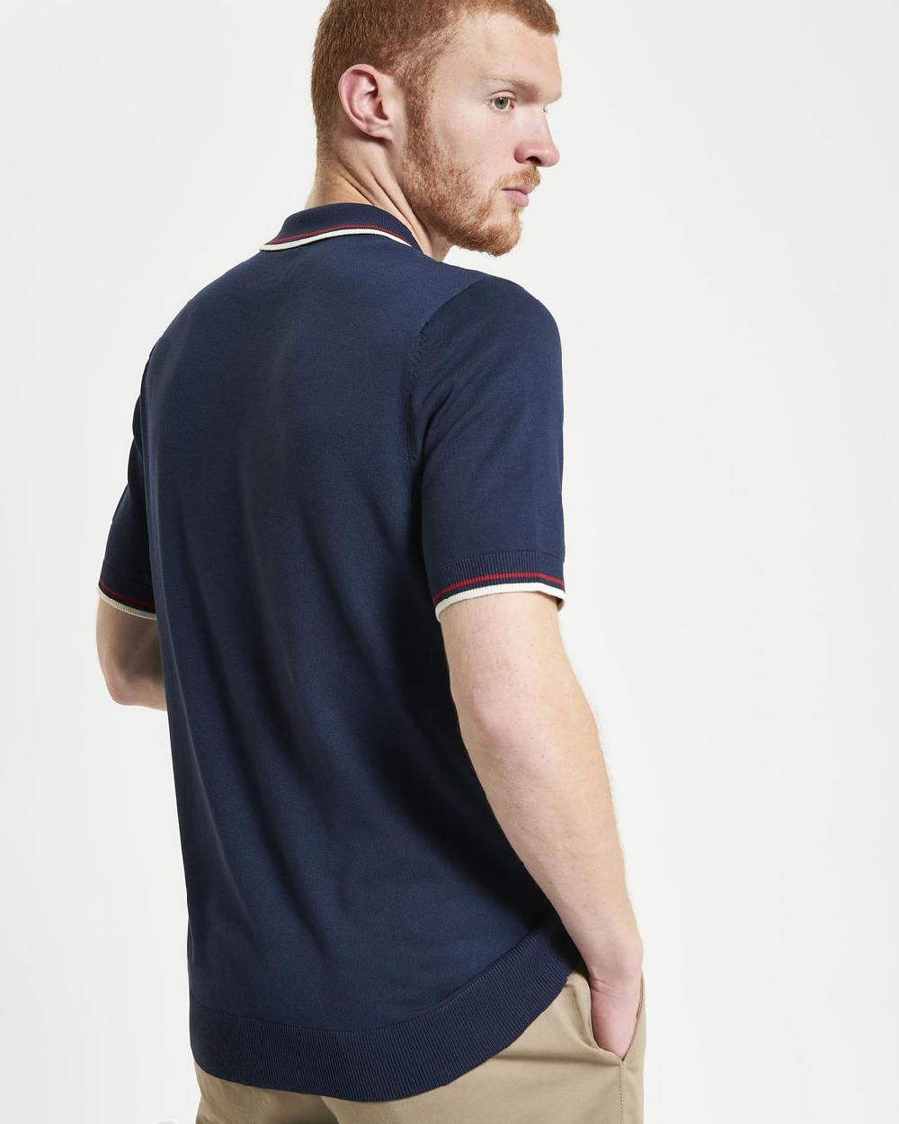 Ben Sherman Signature Knitted Polo In Dark Navy