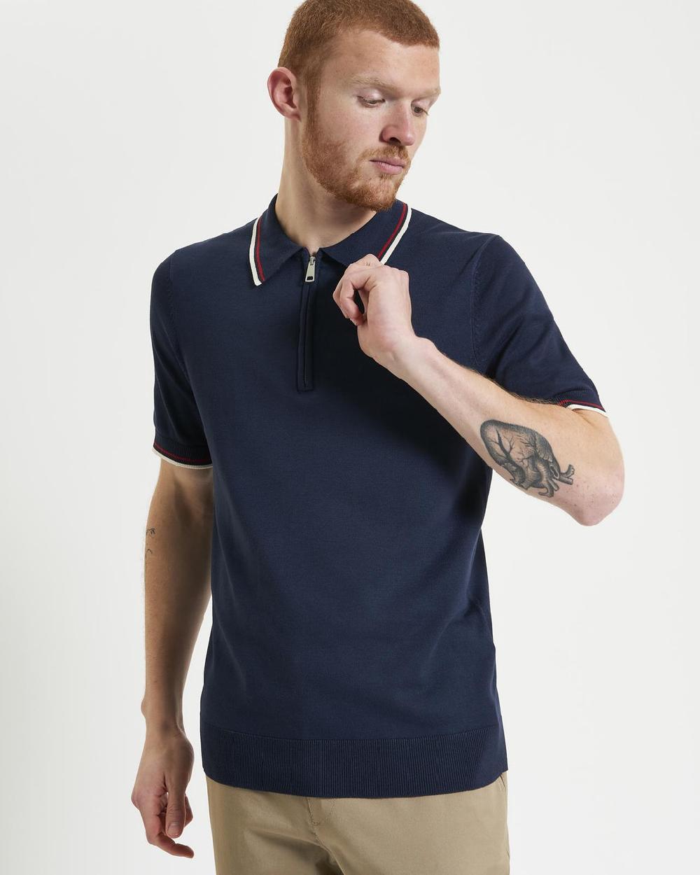 ben sherman Signature Knitted Polo in Dark Navy