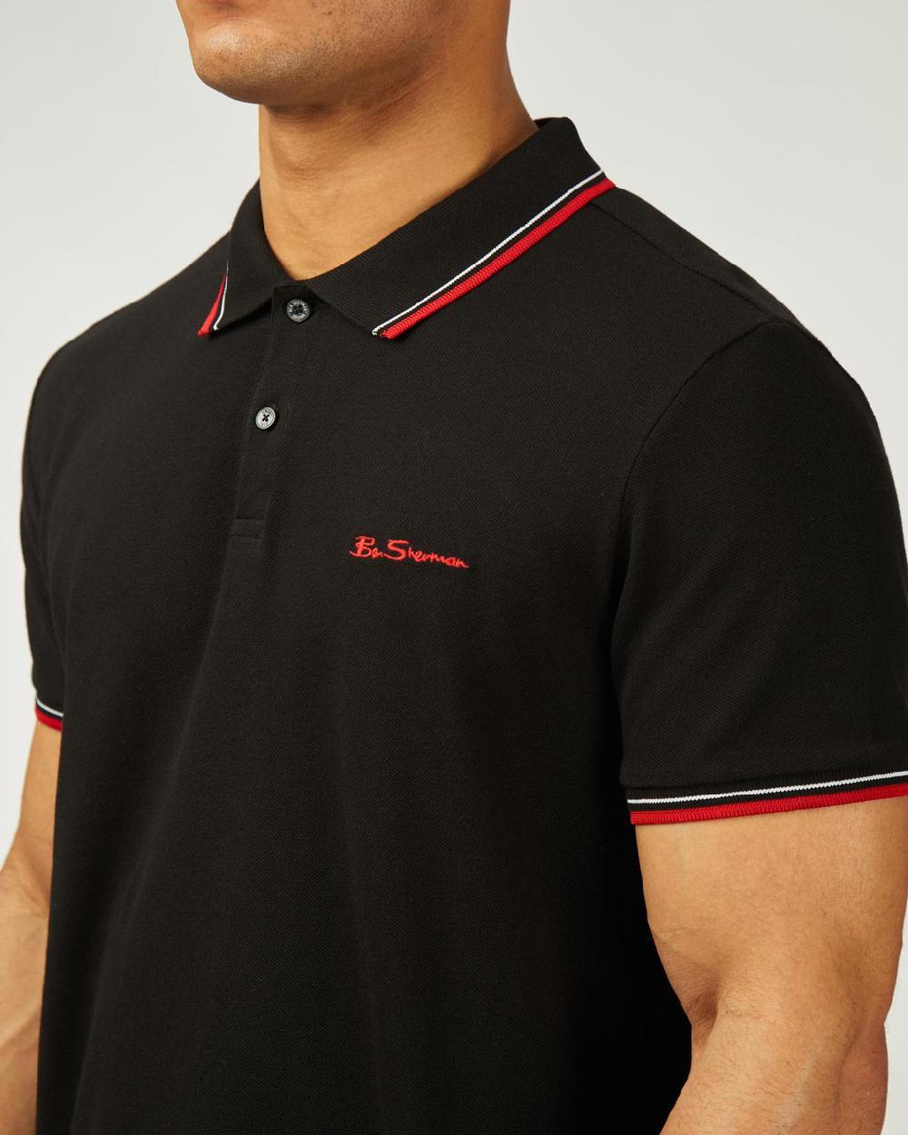 Ben Sherman Signature Pique Polo In Black
