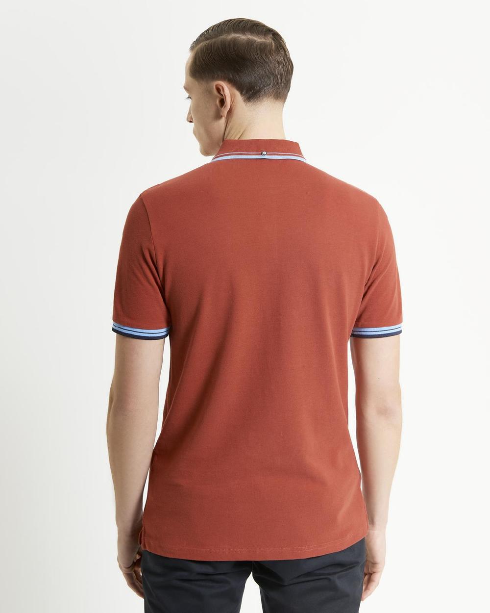 Ben Sherman Signature Pique Polo In Brick Red